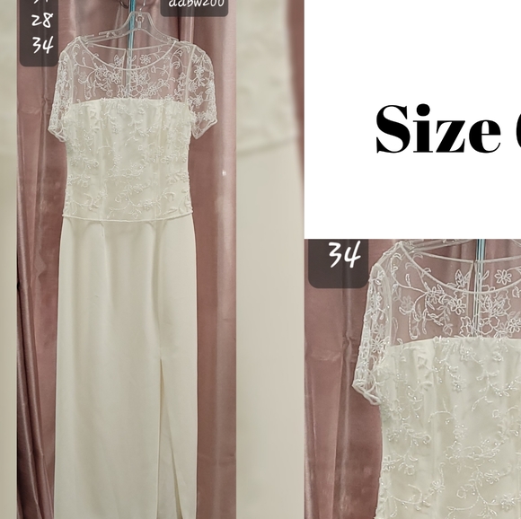 ukn Dresses Size 4 Simple Wedding Dress Beautifully Beaded Sheer